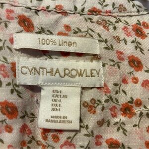 Cynthia Rowley Red and Green Floral Linen Top